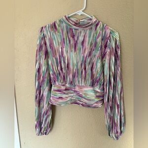 SHEIN Purple and Green Striped Blouse